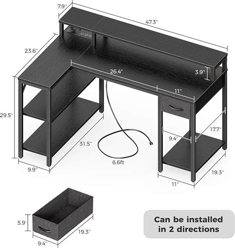 SUPERJARE 47 inch L Shaped Gaming Desk with LED India | Ubuy