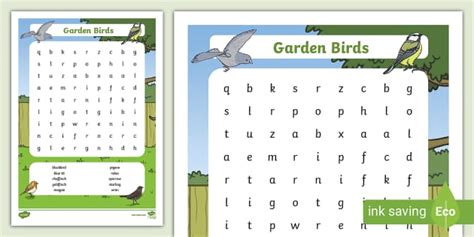 Garden Birds Word Search