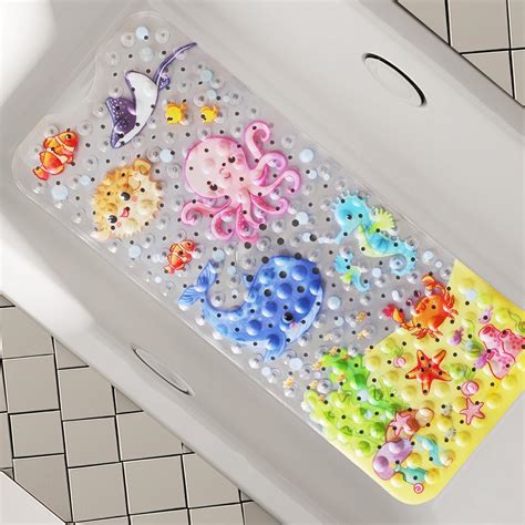Amazon.com: TreeBud Cartoon Non Slip Bath Mats for Kids, Cute Pattern ...