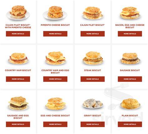 Bojangles menu in Greensboro, North Carolina, USA