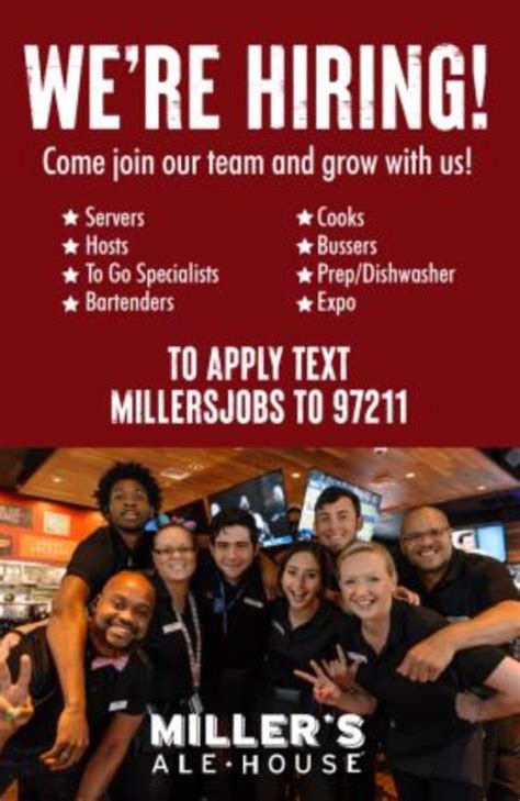 Miller’s Ale House Is Now Hiring Cooks and Dishwashers! – Workers Job ...