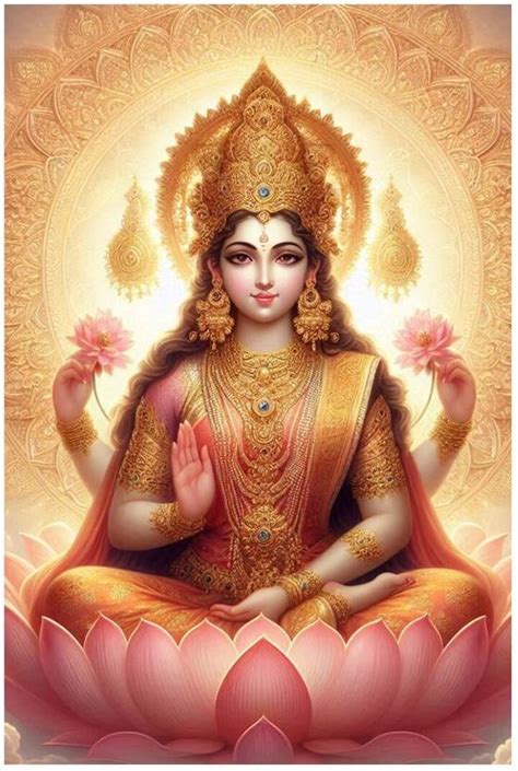 surmul 18 inch Maa Lakshmi With Golden Light Wall Sticker For House ...