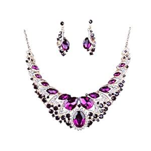 Buy Rare Set of Women Girls Ladies Crystal Necklace with Earrings ...
