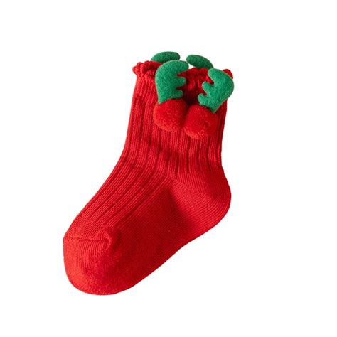 Children's Christmas Socks Fall And Winter Girls' Socks Red Cute Baby's ...