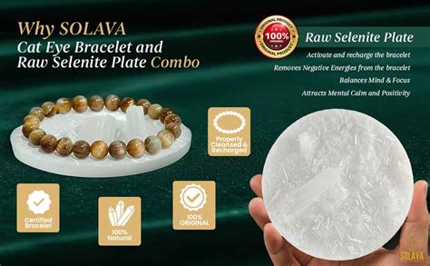 Buy SOLAVA Cat’s Eye Bracelet Original Certified with Selenite Plate ...