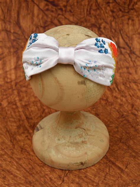 White Embroidered Knotted Hair Band for Girls – FunKrafts Shop