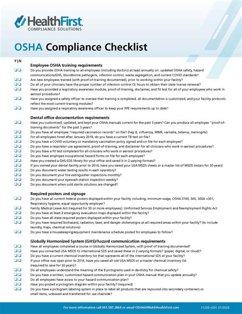 OSHA Compliance Checklist - HealthFirst