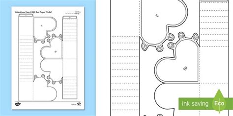 Simple 3D Valentines Gift Box Activity Paper Craft - Twinkl