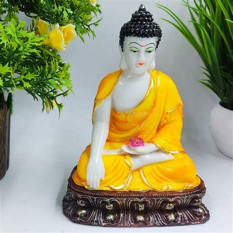 Buy Sridha Marble Dust Meditating Gautam Buddha Sitting Statue Idol ...