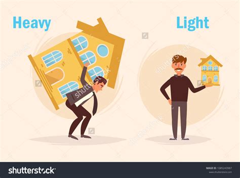 Heavy Light Opposite Antonyms Vector Cartoon Stok Vektör (Telifsiz ...