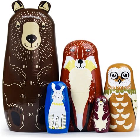 Handmade Russian Nesting Dolls Set of 5 - Cute Bear India | Ubuy