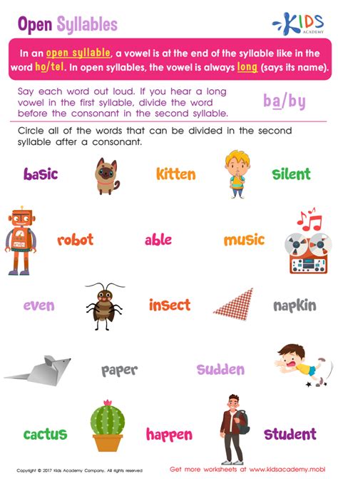 Closed Syllables Examples Worksheet 的图像结果