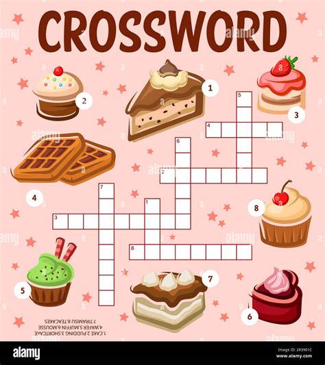 Cakes, cupcakes and desserts. Crossword puzzle worksheet. Find a word ...