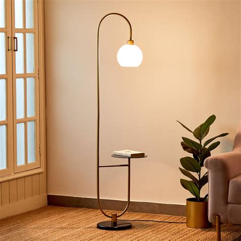 Buy Melody Shellacs Metal Floor Lamp with Shelf from Home Centre at ...