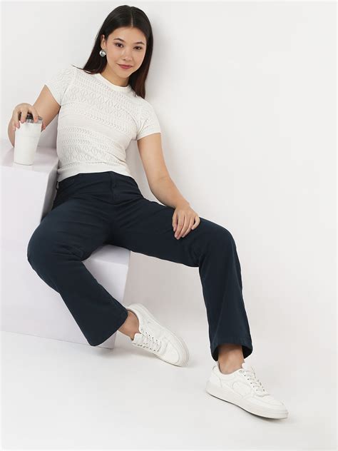 Buy Women White Slim Flat Knit Top | Kraus Jeans