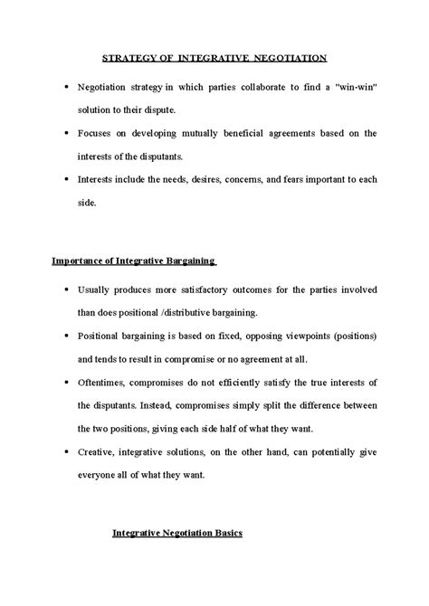 Strategy OF Integrative Negotiation - STRATEGY OF INTEGRATIVE ...