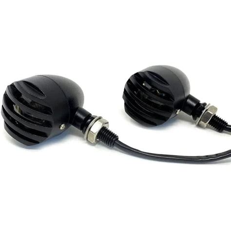 Round Prison Style Crinkle Matt Black Aluminium LED Indicators for Ret ...