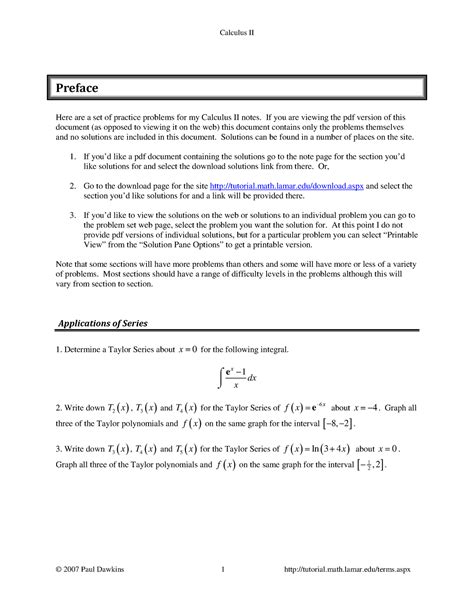Calc II Series Apps Practice - Calculus II Preface Here are a set of ...