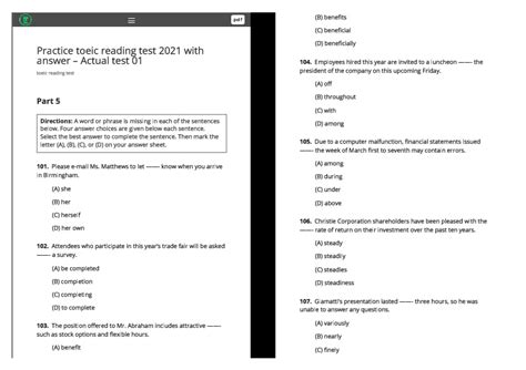 Image result for TOEIC Reading Practice Tests