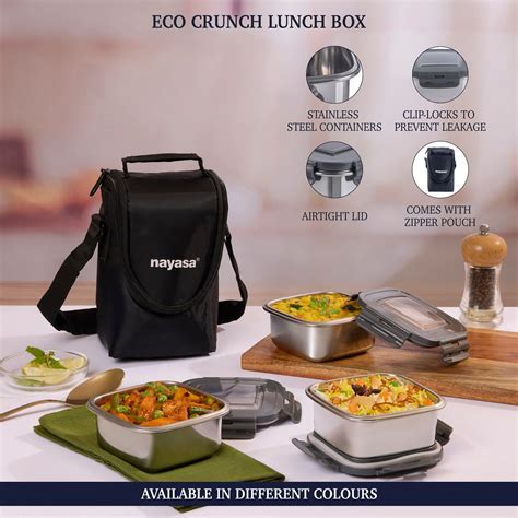 Eco Crunch Lunch Box With 3 Containers of 300 ml Each – Nayasa