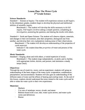 Lesson Plan: The Water Cycle 3rd Grade Science - Fill and Sign ...