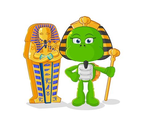 Schildkröte altes Ägypten Cartoon Cartoon Maskottchen Vektor | Premium ...