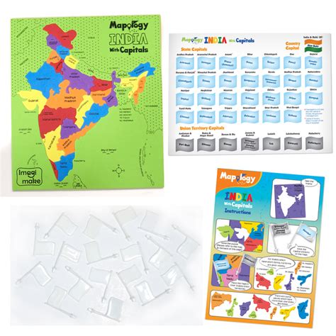 Mapology combo: India and World with Capitals and Flags of the ...