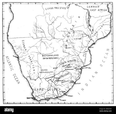 Map of Southern Africa with Republik of South Africa, Cape Colony ...