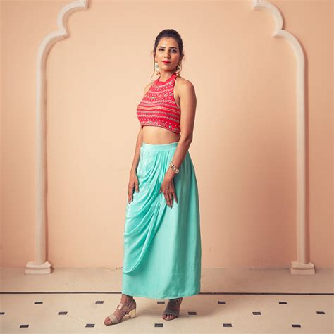 Orchid drape skirt set