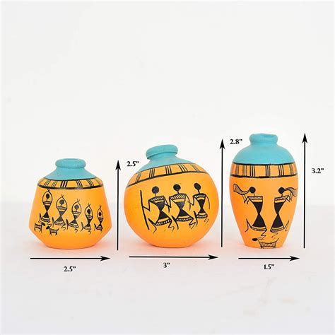 Buy Terracotta Small Vases in Mustard Color, Set of 3 - Artysta Gallery ...