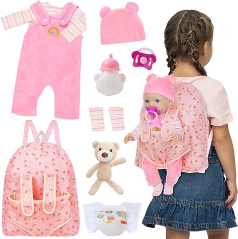 Amazon.com: Baby Doll Clothes with Backpack Carrier for 14-18 Inch Doll ...