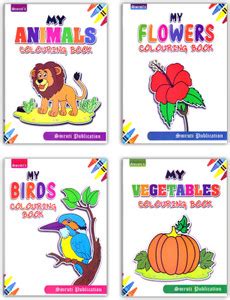 Combo 4 Colouring Books Of My Animal, Bird, Flower & Vegetables: Buy ...