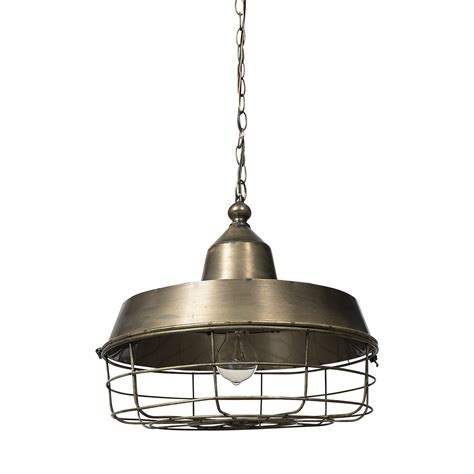 Tahla 14 x 14.5 Inch Metal Cage Pendant Light In Gold Toned by Mercana ...