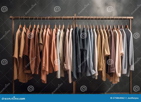 Clothes Hanging on Hangers on Racks. Generative Ai Stock Illustration ...