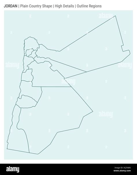 Jordan plain country map. High details. Outline regions style. Shape of Jordan. Vector ...