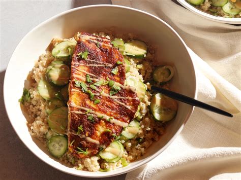 Quinoa with Sesame Cucumber Salad and Blackened Fish - Kosher.com