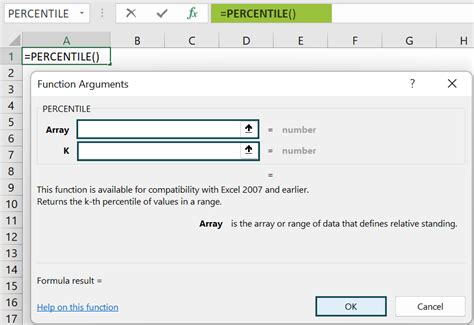 Image result for Percentile Function Excel