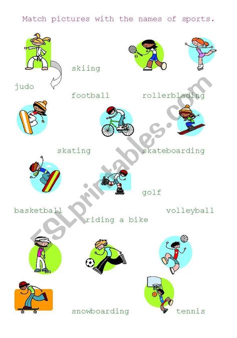 Sports Matching Worksheet 的图像结果