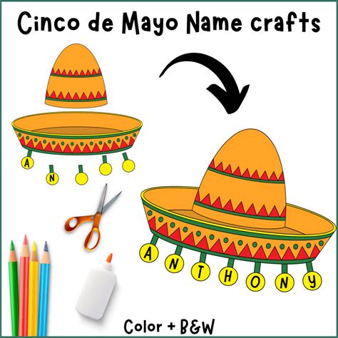 Cinco de Mayo Name Crafts - Cinco de Mayo hat crafts - Cinco de Mayo ...