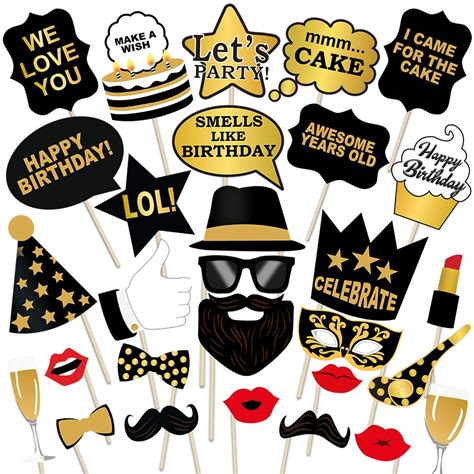 Party Propz Birthday Photo Booth Props - 29pcs Set with Funny Crown ...