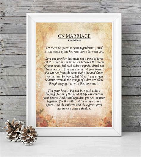 On Marriage-Kahlil Gibran Poster Print- 8 x 10"-Ready to Frame. Inspir ...