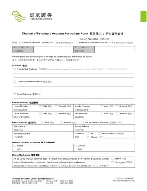 Fillable Online Change of Personal / Account Particulars Form Fax Email ...