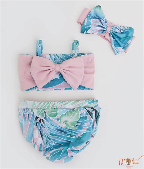 Buy Baby Pink Blue Printed Swim Wear for Girls In India – FayonKids