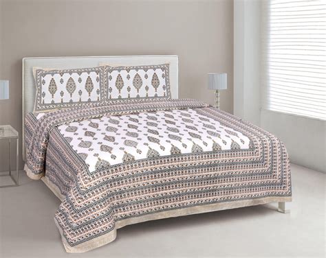 Buy Jaipuri Print Bed Sheets Online | Jaipuri Cotton Bedsheet – eCraftIndia