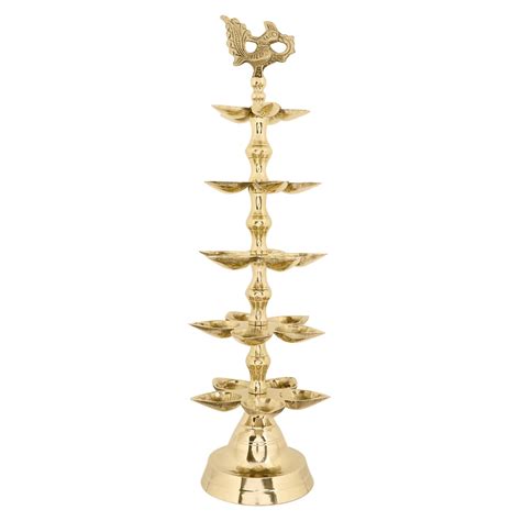 Buy Brass 5 Step Panchmukhi Peacock Kerala Diya Online |Satvikstore.in ...