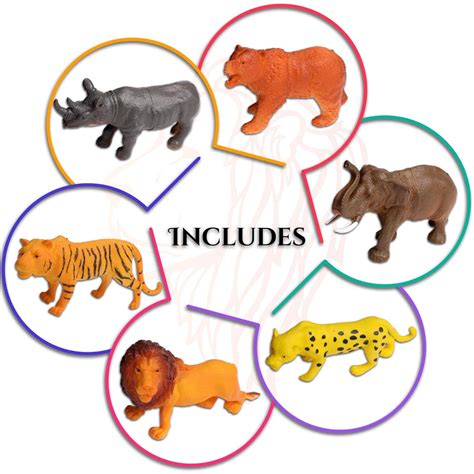 6 Big Size Full Action Toy Figure Jungle Cartoon Wild Animal | NEQ701 ...