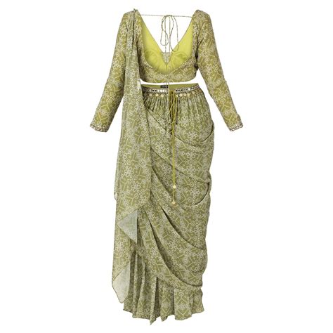 Buy Olive Green Printed Sharara Set For Women | Indyverse