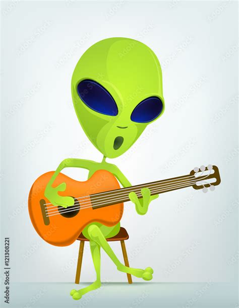 Funny Alien Cartoon Illustration Stock Illustration | Adobe Stock