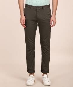 INDIAN TERRAIN Slim Fit Men Green Trousers - Buy INDIAN TERRAIN Slim ...