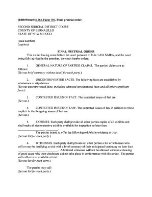 Fillable Online LR2-Form L LR2-Form 707. Final pretrial order. SECOND ...